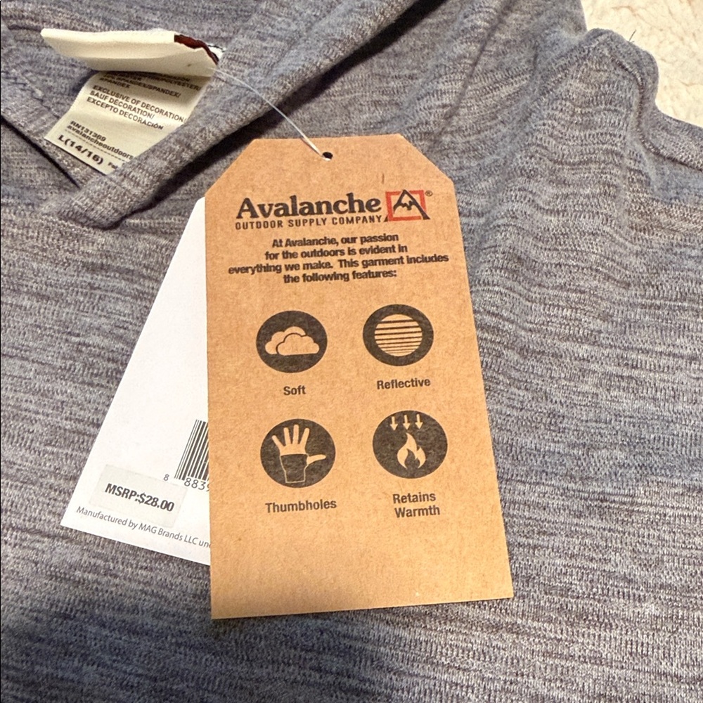 Avalanche Heather Gray Boy / Girl Hoodie.    Size 14/16 - Picture 6 of 6